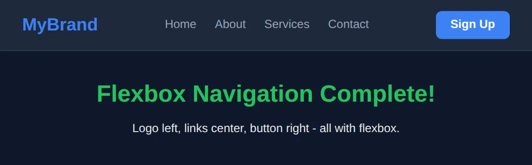 The page this code makes: Build a real navigation bar