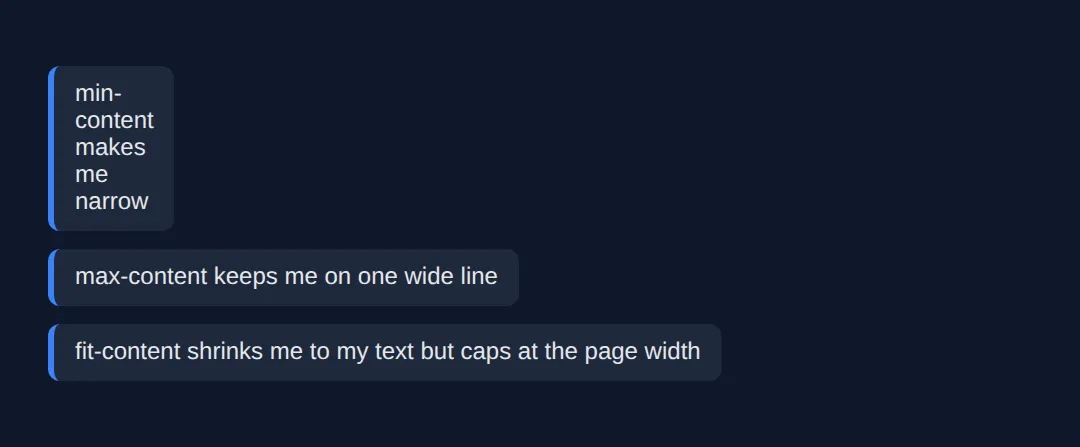 The page this code makes: The same text sized three different ways